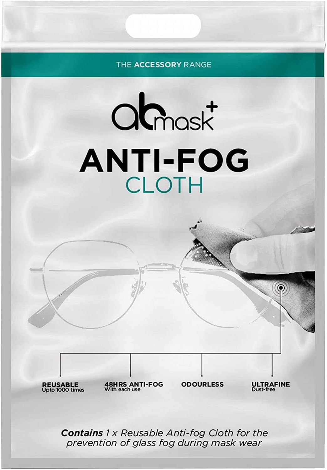 Anti-Fog Dry Cloth, Pack of 5 Demister Lens Wipe for Glasses Stay Mist Free for 48 Hours, Reusable up to 1000 Times