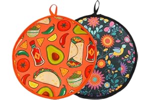 2 PCS Tortilla Warmer Pouch,12 inch Tortilla Warmer, Insulated Heat Keeper for Toasty Tacos, Naan, Pizza & Flour Tortillas, M