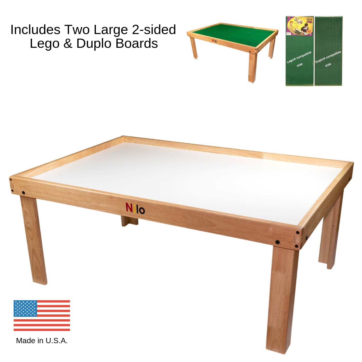 Lego Table With Detachable Two 2 Sided Lego Duplo Baseplates Boards Mats By Nilo N34 Activity Table W Holes 24x32x20 And 2x Green Base Plates