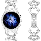 Mesime Bling Bands Compatible with Samsung Galaxy Watch 8/7 40mm 44mm, 20mm Stylish Replacement Strap Galaxy Watch 8/7 Band with Rhinestone Protective Case for Women