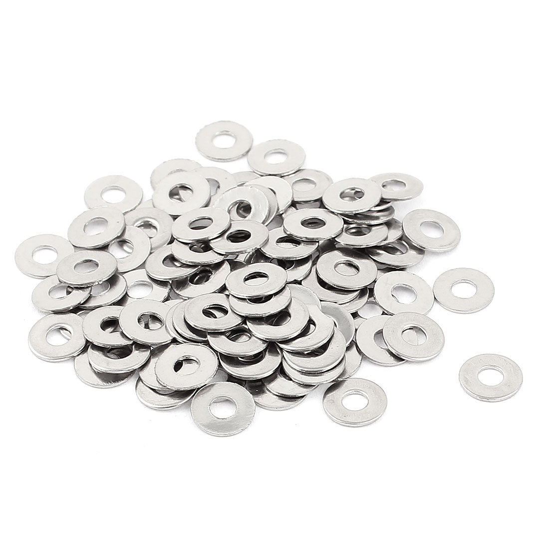 Sourcingmap 100Pcs M3 x 8mm x 0.6mm 304 Stainless Steel Flat Washer for Screw Bolt