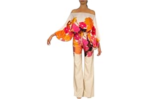 Women Tops with Long Pants Off Shoulder Top Wide-Leg Trousers Set Striped Print Loose Fit Luxury Cocktail Party Suit