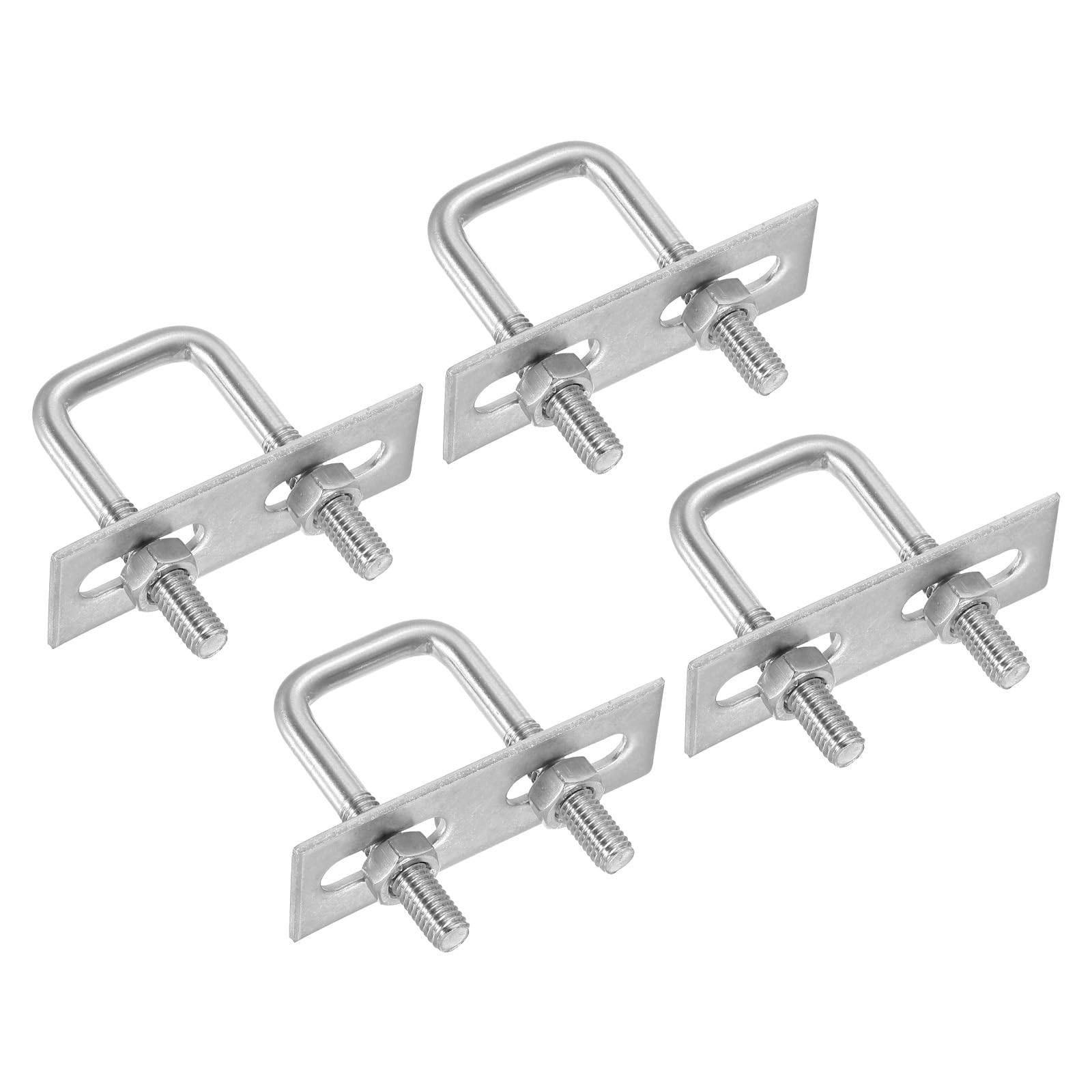 PATIKIL M6x25x50mm Square U-Bolts Kit, 4Set 304 Stainless Steel Square U Shaped Bolts Replacement Parts with Frame Plates and Nuts for Ski Board Sailboat Trailer