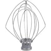 KITCHPOWER K45WW 6-Wire Whip for KitchenAid 4.5/5-Qt Tilt-Head Stand Mixer | Replacement Mixer Attachments and Accessories for Cream, Egg Whites and Frosting, Stainless Steel Wire Whisk Aluminum Head