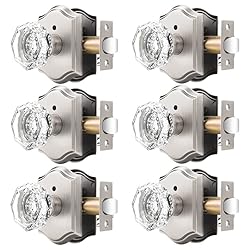Orger Octagonal Crystal Door Knobs 6 Pack, Interior
