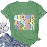 Women Hawaiian Shirt Summer Vacation Tee Floral Tropic Graphic Top Beach Cruise Party Tshirt Athletic Outfit