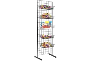 7RiversART 6' x 2' Grid Panel Tower with T Base and Footbeds, Black Finish