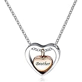 QeenseKc Rose Gold Double Heart Urn Necklaces for Ashes Brother Cremation Jewelry for Ashes Keepsake Memorial Pendant Jewelry