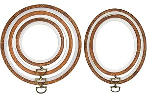 QLOUNI 5 Pcs Embroidery Hoop Display Frame, 3.9 Inch/5.5 Inch/6.7 Inch Round + 4.7x5.9 Inch and 7.48x5.9 Inch Oval Cross Stitch Hoop Ring for Ornaments Decor Art Craft DIY, Sewing and Hanging