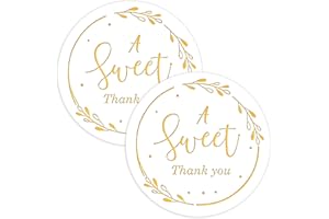 OULIGAY 120 Pcs A Sweet Thank You Stickers, Personalized Stickers for Packaging, Gold Foil Thank You Gift Small Envelope Sticker Self-Adhesive Labels for Wedding, Baby Shower, Birthday, Gift Wrapping