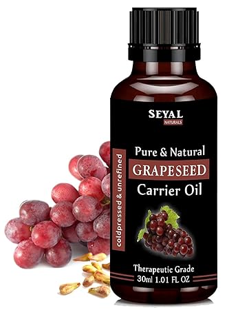 Seyal Grapeseed Oil 100% Pure & Natural, Organic Cold Pressed, for Face, Nails, Hair & Skin