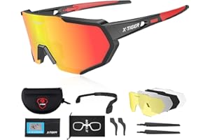 X-TIGER Polarized Sports Sunglasses with 5 Interchangeable Lenses,Mens Womens Cycling Bike Glasses,Baseball Running Fishing