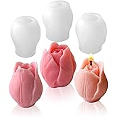 3 PCS Tulip Flower Silicone Molds 3D Floral Resin Candle Soap Mold,Candle molds for Candle Making for DIY Resin Crafts,Cake D