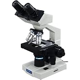 Awarded Best Compound Microscope 2016 - OMAX 40X-2000X Lab LED Binocular Microscope with Double Layer Mechanical Stage w Blank Slides Covers and Lens Cleaning Paper