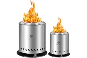 PY SUPER MODE Tabletop Fire Pit with Stand 10.2 x 8.7 in, Smokeless Firepit Camping Outdoor Table Top Firepit for Urban & Suburbs with Portable Travel Bag, Fueled by Pellets or Wood, Stainless Steel