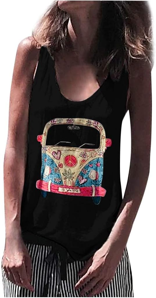 URSING Women Printed Vest Sleeveless Blouse Casual Loose Tops T Shirt Tank Ladies T Shirt Top Summer Basic T Shirt