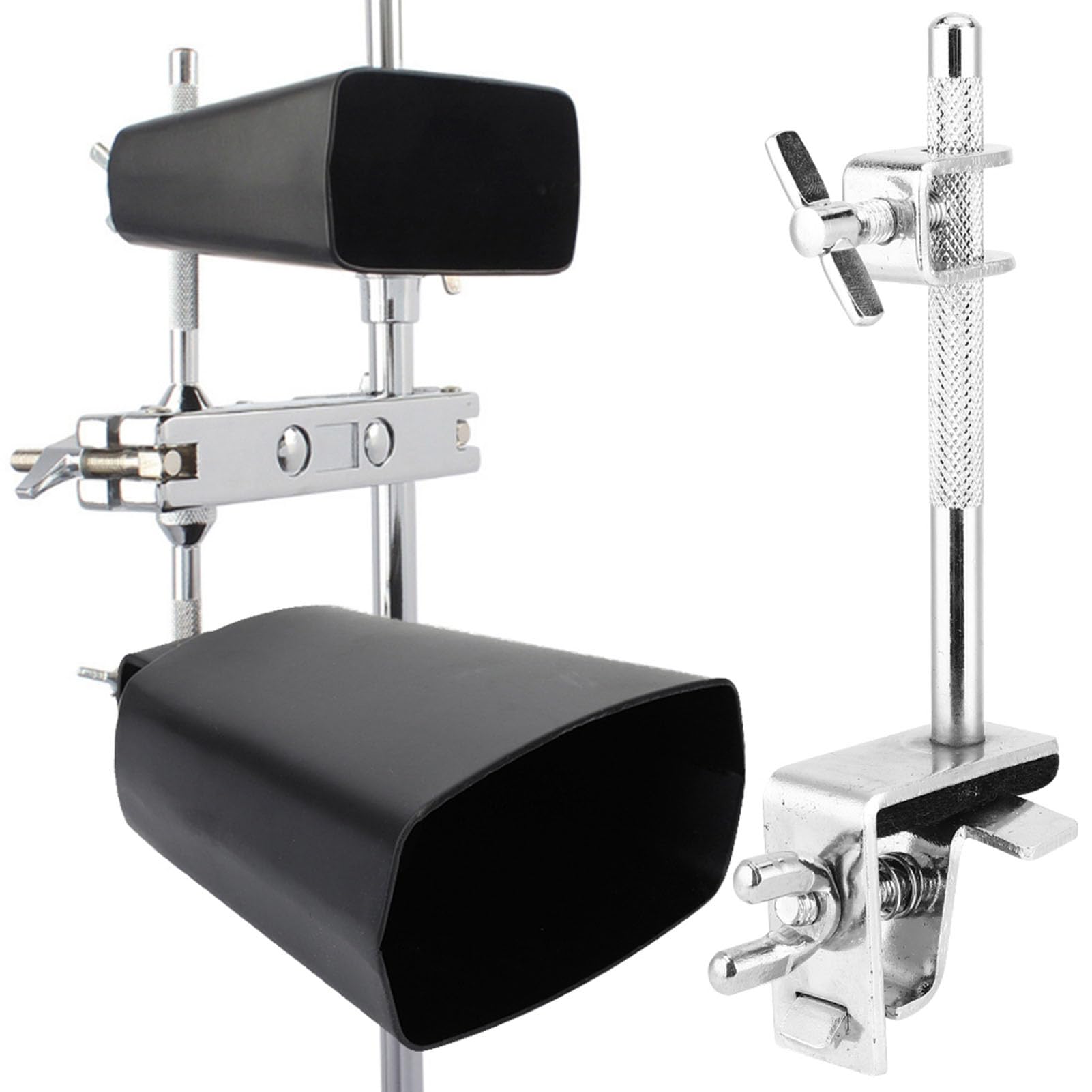 Drum Cowbell Mount Holder Clamp, Up or Down Adjustment Durable Drum Kit Clamp Cowbell Holder for Drums
