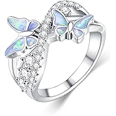 PROESS Butterfly Ring 925 Sterling Silver Butterfly Ring Engagement Promise Rings for Women Jewelry