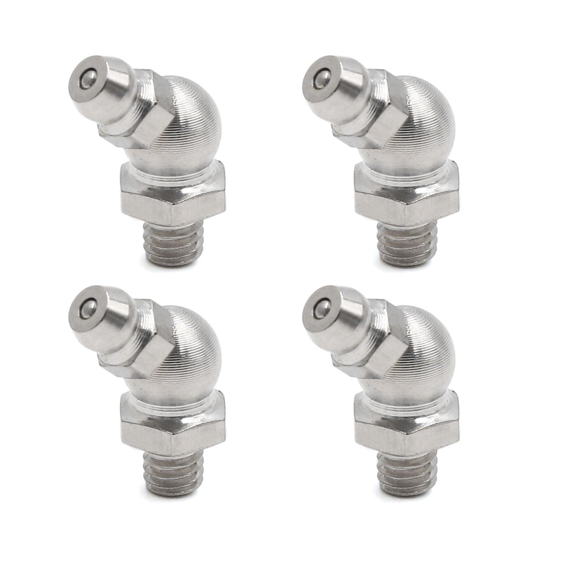 sourcing map 4pcs M6 x 1 Stainless Steel 45 Degree Angle Grease Nipple Fitting