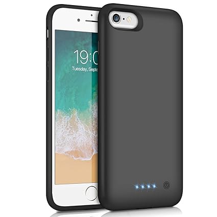 Feob Akku Hülle für iPhone 6 6S 7 8, [6000mAh] Ladebatterie Hülle Akku Zusatzakku Ultradünnes Schutzhülle Wiederaufladen Leis