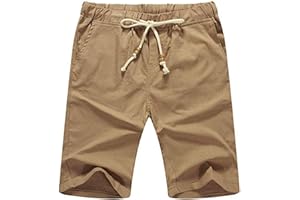 NITAGUT Men's Linen Casual Classic Fit Short Drawstring Summer Beach Shorts