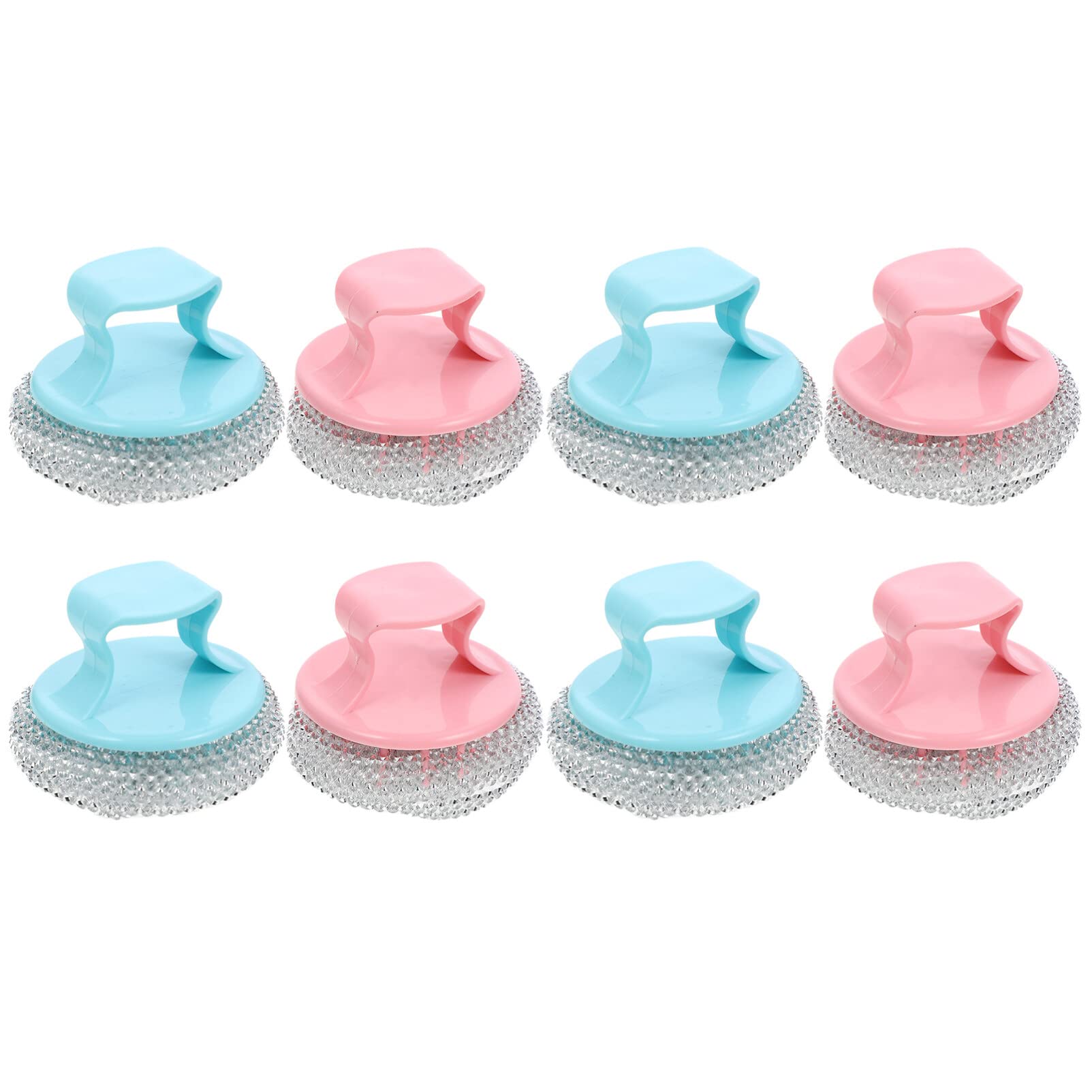 Cabilock 8pcs Cleaner Stain Long Brush Handle Tool Ovens Slag Cookware Balls Scourers Wire Skillet Dish Metal Wash Kitchen Pan Ball Pads Scrubbers Scrubber Cleaning Welding Pans