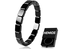 Hemios Hematite Bracelet Men - Reignites Masculine Energy, Natural Hematite Stone Beaded Stretch Healing Bracelets Reclaim Your Edge & Confidence, Inspirational Gift Jewelry