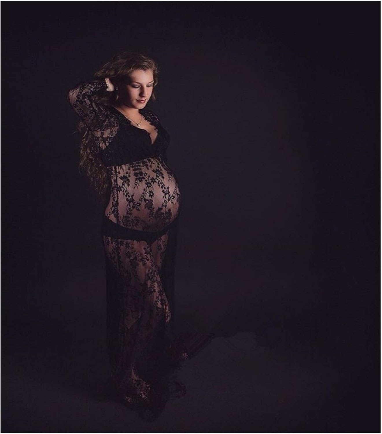 Amazon Com Dsjtch 2020 Maternity Photography Props Maxi Pregnancy Clothes Lace Maternity Dress Fancy Shooting Photo Summer Pregnant Dress S 4xl Color Black Maternity Size Small Home Kitchen