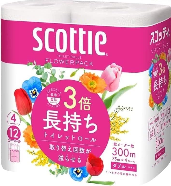 スコッティ フラワーパック 3倍長持ち 75m×4ロール ダブル [×1個]商品画像