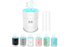 KARFUN Rechargeable Mini Humidifier, Colorful Cool Mist Humidifiers with 7 Color Light, Small Personal Desktop Humidifier for Baby Bedroom, Office, Nursery, Travel with Auto Shut-Off, Super Quiet (White)