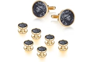 Mens Classic Shirts Cufflink Studs, Mother-of-Pearl Tuxedo Shirt Button and Cuff Links Set, Formal Business Wedding Jewelry