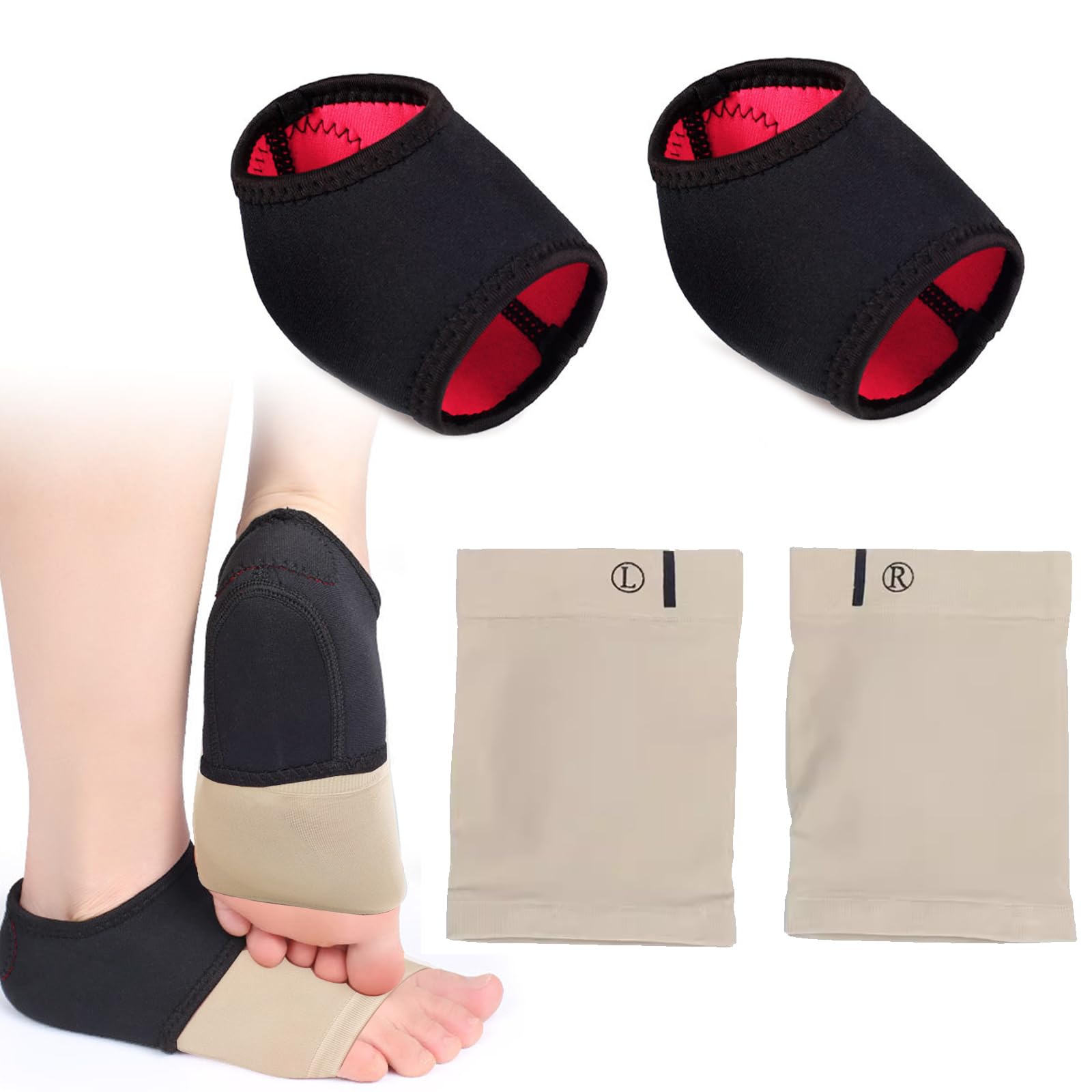 BNPHSIN 2 Pairs Plantar Fasciitis Support, Arch Support Sleeve with Gel Pads, Plantar Fasciitis Functional Socks for Neuropathy, Compression Foot Heel Socks for Women Men, Foot Pain Relief