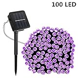 Solar String Lights,SOLMORE 55.8ft /17M 100 LED Solar Outdoor Fairy String Lights Starry Fairy Lights,Ambiance Lighting Waterproof for Holiday Wedding Gardens Home Party Patio Landscape Decor Purple