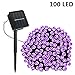 Solar String Lights,SOLMORE 55.8ft /17M 100 LED Solar Outdoor Fairy String Lights Starry Fairy Lights,Ambiance Lighting Waterproof for Holiday Wedding Gardens Home Party Patio Landscape Decor Purple