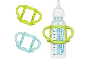 Aolso Silicone Baby Bottle Handles, 2PCS Bottle Handles for Dr Brown Narrow Bottles, Easy Grip Handles to Hold Baby Bottle, Easy Carry Handle Lightweight Bottle Handle(Green/Blue)