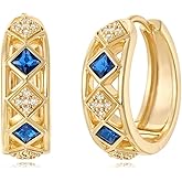 MYEARS Women Huggie Hoop Earrings Gold Cubic Zirconia 14K Gold Plated Small Simple Hypoallergenic Everyday Jewelry