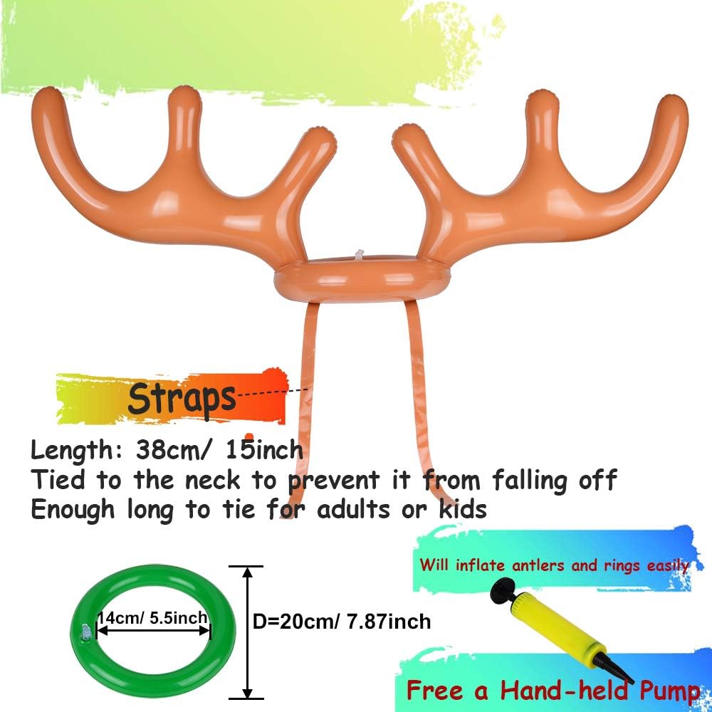 Christmas Eve Box Fillers Inflatable Reindeer Antler Ring Toss