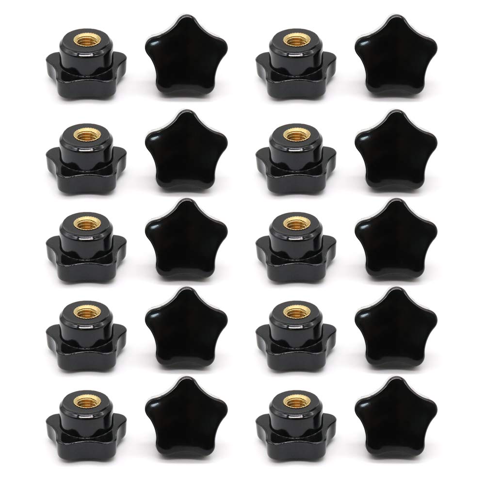 Knurled Thread Clamping Knob, Black Plastic ScrewOn Handle Clamping