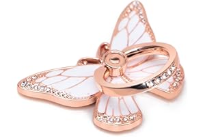 Doflyesky Butterfly Cell Phone Ring Grip Holder, 360 Degrees Rotation Phone Ring Grip Stand, Metal Finger Kickstand Compatible with iPhone, Samsung Galaxy, Android Phone Cases