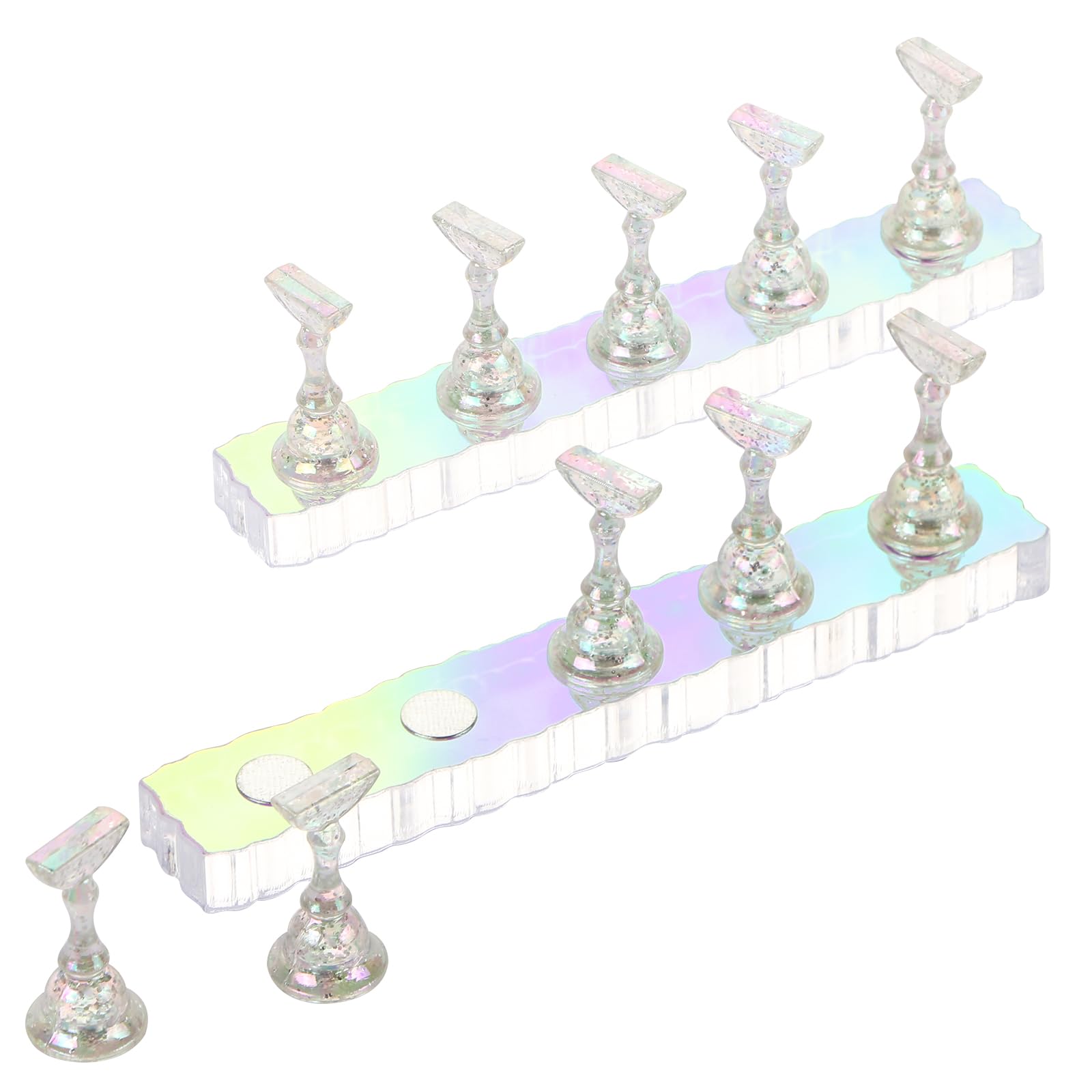 UHOMENY Nail Art Holder Stand for Painting Nails, 10 pieces of Aurora Acrylic Nail Practice Stands DIY Nail Design Holders Nail Tips Display Stand for False Nails Manicure Tools (Transparent)
