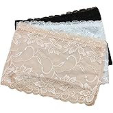 LUOEM 3pcs Women's Floral Lace Tube Top Stretchy Strapless Non-Padded Bandeau, Black, White, Skin, X-Large