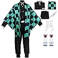 Yakisle Tanjiro Cosplay Costume Unisex Adult Cloak Jacket Uniform Outfit With Tanjiro Costume Anime Cosplay Kimono Outfit