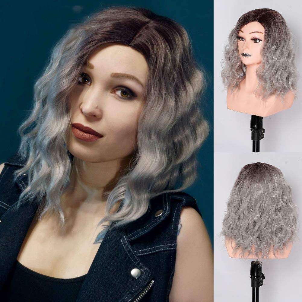 Amazon Com Short Curly Hair Wigs For Women Ombre Sliver