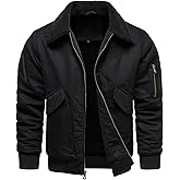 HOOD CREW Mens Winter Jackets Fleece Lined Bomber Jacket Casual Cotton Lightweight Coats with Fur Collar