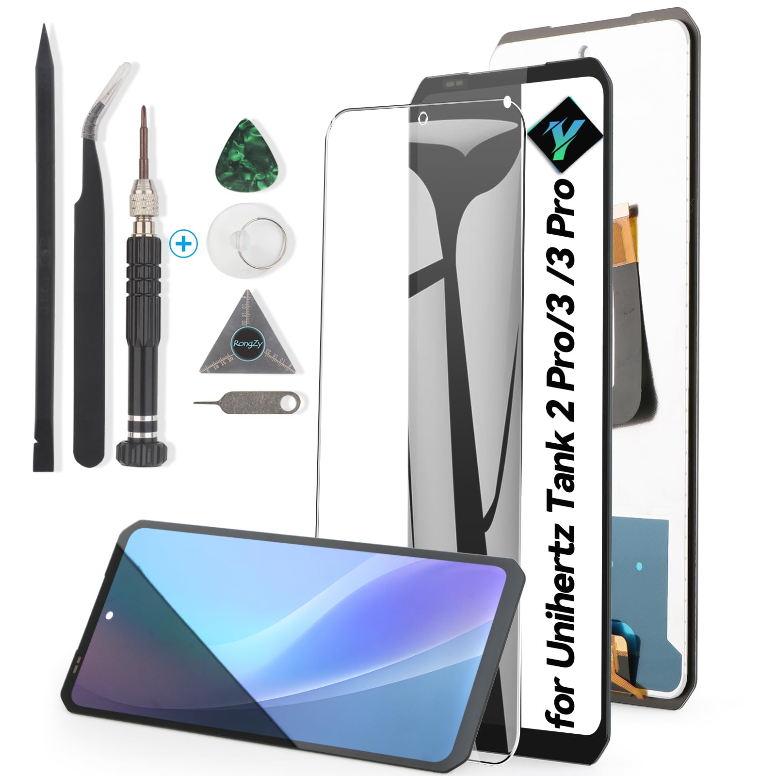 Photo 1 of YWLRONG for Unihertz Tank 3/3 Pro Screen Replacement for Unihertz Tank 2 Pro LCD Display Touch Screen Digitizer Assembly Replacement with Tools(Black)