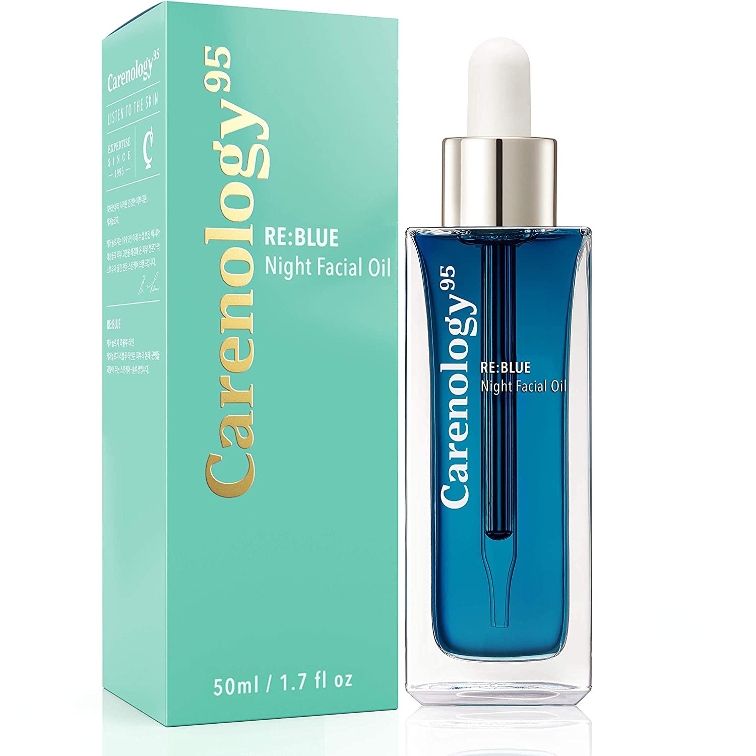 ZEESOON Carenology Night Facial Oil (50ml 1.7fl oz) 100 Percent Pure Blue Tansy Korean Skincare Essential Overnight Repair for Acne Spot and Scar Treatment, Non-Greasy, Dermatologist Recommended