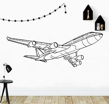Mlpnko Nette Flugzeug Wandaufkleber Dekorative Aufkleber Dekoration Wasserdichte Wandkunst Aufkleber Fur Kinderzimmer 102x37cm Amazon De Kuche Haushalt
