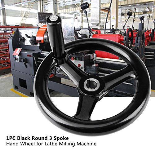 MLMLH Lathe Hand Wheel - 1pc Black 3-Spoke Plastic Hand Wheel with Revolving Handle for Milling Machine
