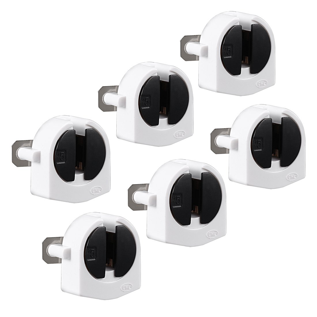 sourcing map 6Pcs T5 Fluorescent Light Holder G5 Base Non-Shunted Rotary Lock Tombstone Lamp Socket AC 500V 2A for LED Fluorescent Tube