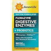 Renew Life Florazyme Digestive Enzymes with Probiotics | 90 Vegan Capsules | Doctor Formulated | Helps Occasional Gas, Bloating &amp; Discomfort | Digestive &amp; Immune Health | Dairy, Soy &amp; Gluten Free